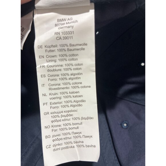 BMW Hat Cap Strap Back Navy Blue Embroidered Lifestyle One Size Mens Car Logo - Picture 5 of 7